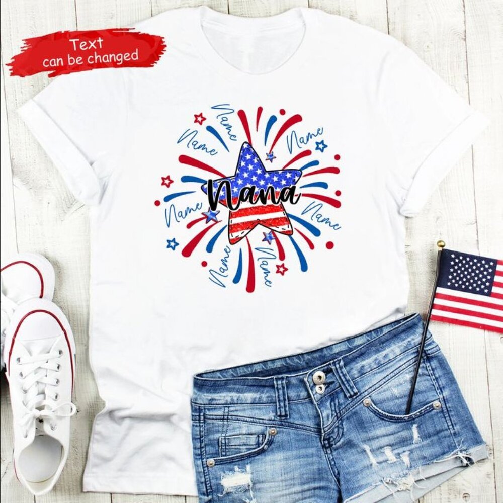 4th of July Mimi T Shirt, Custom Grandma Shirt with Kids names